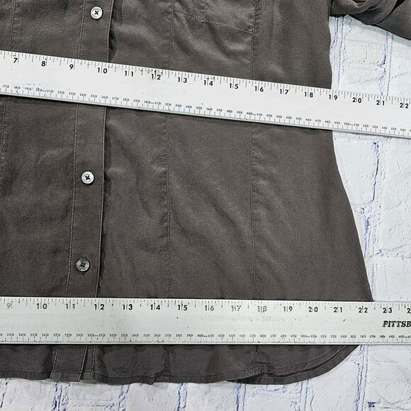 Tommy Bahama 100% Silk Button Up Shirt Blouse Top Dark Green Summer WOMENS SZ L - Picture 3 of 10